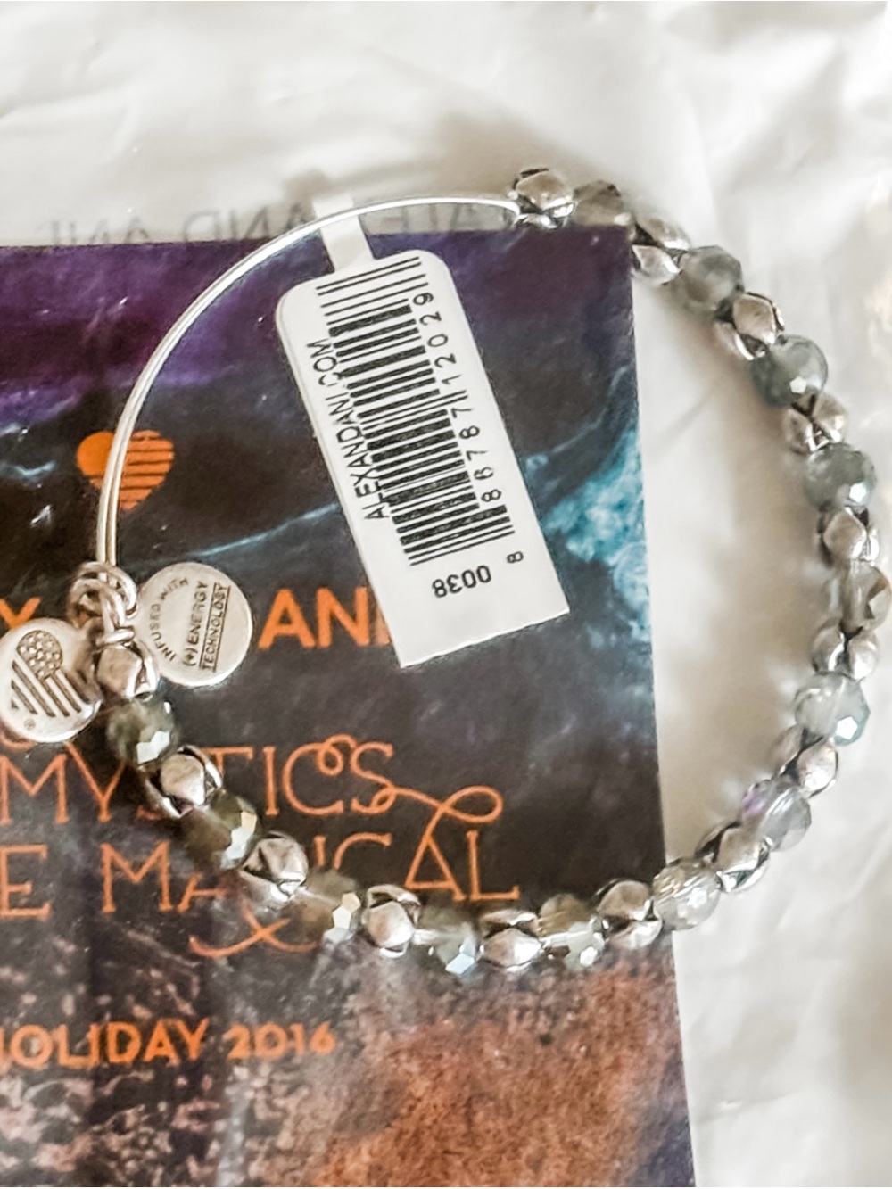 NWT! NIP! Alex and Ani Snowbell Winter Solace Beaded Bangle Bracelet - Silver